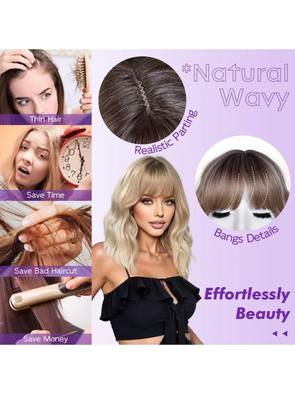 Women's Brown Blonde 14 Inch Natural Synthetic Short Curly Wavy Fiber Wigs
